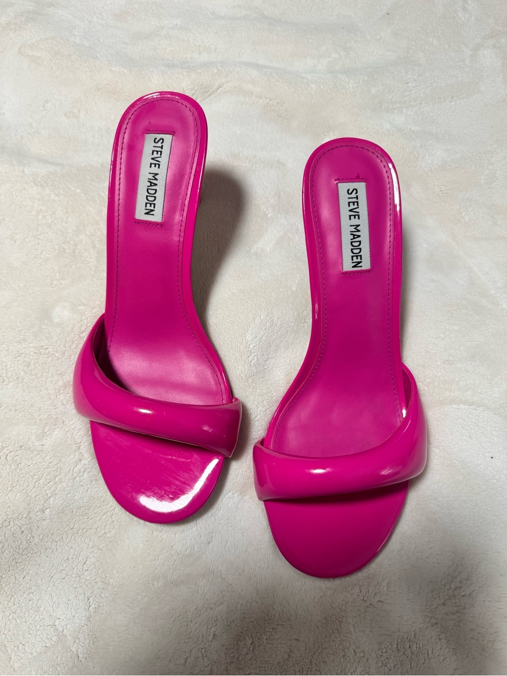 Steve Madden Hot Pink Patent Slide Mules, Size 9.5